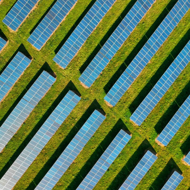 solar farm in green grass field